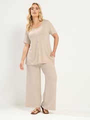 Yours Curve Natural Soft Touch Button T-Shirt - Image 2 of 5