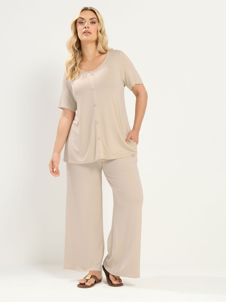 Yours Curve Natural Soft Touch Button T-Shirt - Image 2 of 5 Yours Curve Natural Soft Touch Button T-Shirt - Image 2 of 5