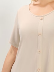 Yours Curve Natural Soft Touch Button T-Shirt - Image 4 of 5
