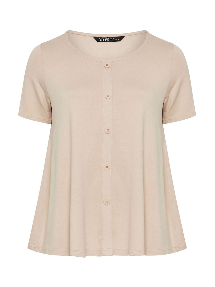 Yours Curve Natural Soft Touch Button T-Shirt - Image 5 of 5 Yours Curve Natural Soft Touch Button T-Shirt - Image 5 of 5
