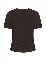 M&Co Brown Petite Textured Wrap Top - Image 6 of 6