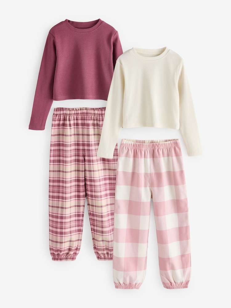 Pink Check Woven Bottom Pyjamas 2 Pack (3-16yrs) - Image 1 of 4
