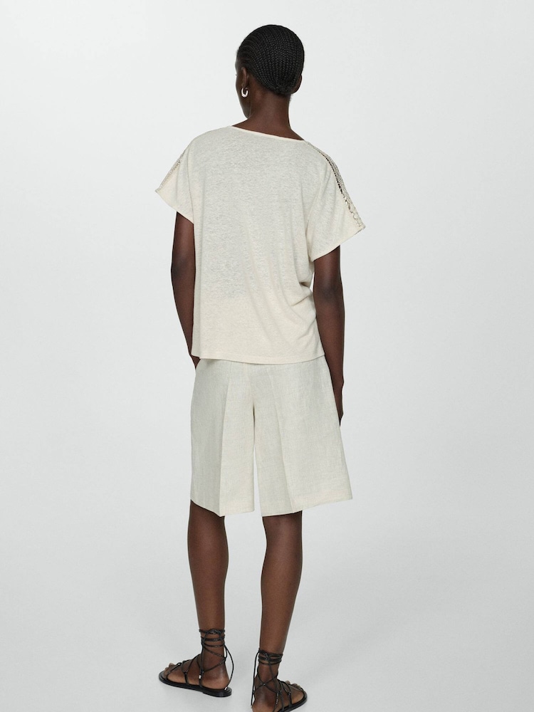 Mango Brown Openwork Details T-Shirt - Image 2 of 6