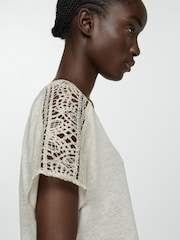 Mango Brown Openwork Details T-Shirt - Image 4 of 6