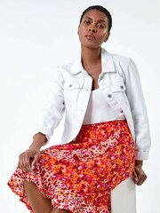 Roman Orange Mixed Animal Print Frill Wrap Skirt - Image 2 of 5