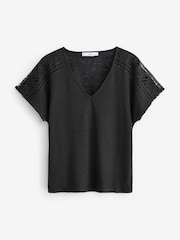 Mango Black Openwork Details T-Shirt - Image 5 of 6