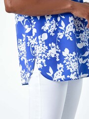 Roman Blue Ditsy Floral Sleeveless Pleat Vest Top - Image 5 of 5