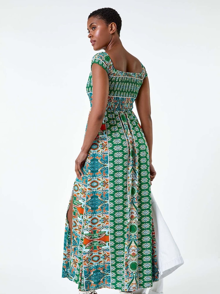 Roman Peignoir froncé Patchwork Bardot - Image 3 of 5