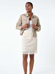 Roman Natural 100% Cotton Crochet Overlay Skirt - Image 1 of 5