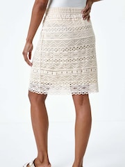Roman Natural 100% Cotton Crochet Overlay Skirt - Image 3 of 5