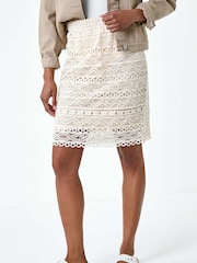 Roman Natural 100% Cotton Crochet Overlay Skirt - Image 4 of 5