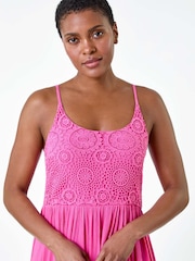 Rochie midi cu corset din dantelă Roman și detalii încrețite - Image 4 of 5