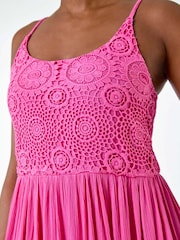 Rochie midi cu corset din dantelă Roman și detalii încrețite - Image 5 of 5
