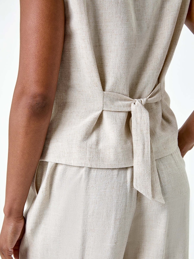 Roman Natural Linen Blend Button Through Waistcoat - Image 5 of 5
