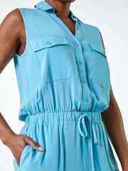 Roman Blue Button Through Utility Playsuit - Image 5 of 5