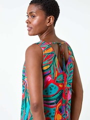 Roman Red Tropical Border Tie Detail Shift Dress - Image 4 of 5