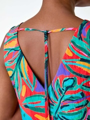 Roman Red Tropical Border Tie Detail Shift Dress - Image 5 of 5