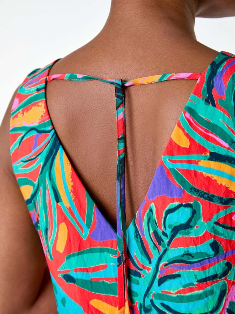 Roman Red Tropical Border Tie Detail Shift Dress - Image 5 of 5
