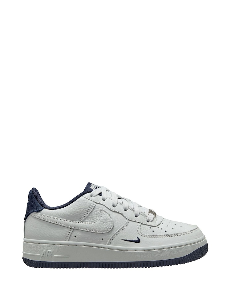 Nike White/ Navy Blue Air Force 1 Trainers - Image 1 of 4