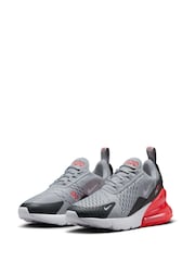 Nike Grey/Red Youth Air Max 270 Trainers - Image 5 of 11