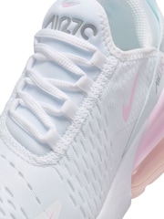 Nike White Pink Youth Air Max 270 Trainers - Image 8 of 10