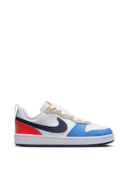 Nike White Blue Red Youth Court Borough Low Recraft Trainers - Image 1 of 4