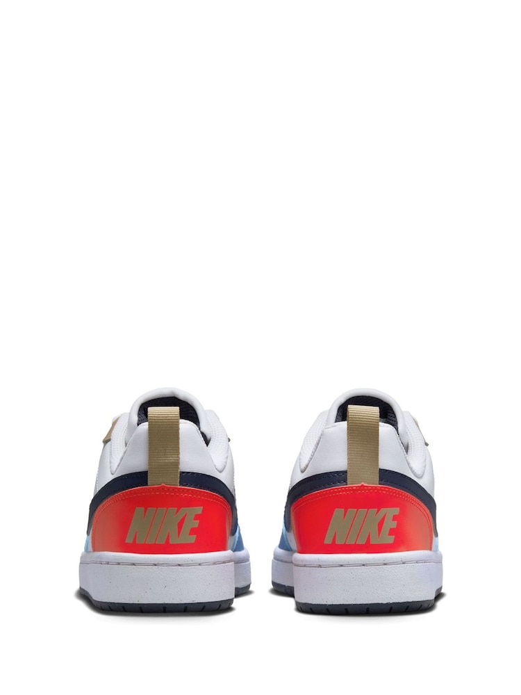 Nike White Blue Red Youth Court Borough Low Recraft Trainers - Image 4 of 4