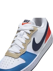 Nike White Blue Red Youth Court Borough Low Recraft Trainers - Image 9 of 10