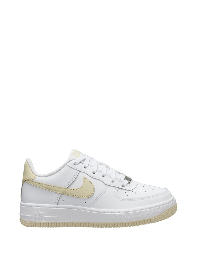 Nike White Natural Air Force 1 Youth Trainers - Image 1 of 4