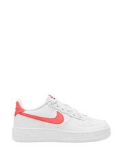 Nike White/Coral Air Force 1 Youth Trainers - Image 1 of 4