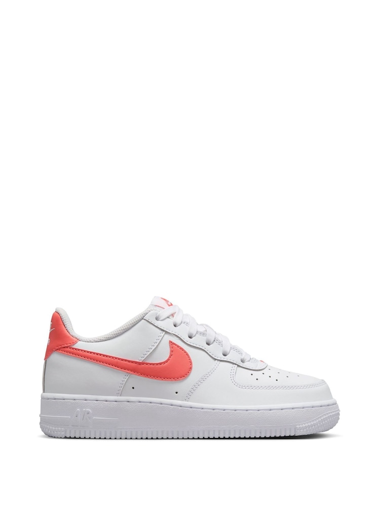 Nike White/Coral Air Force 1 Youth Trainers - Image 1 of 4 Nike White/Coral Air Force 1 Youth Trainers - Image 1 of 4