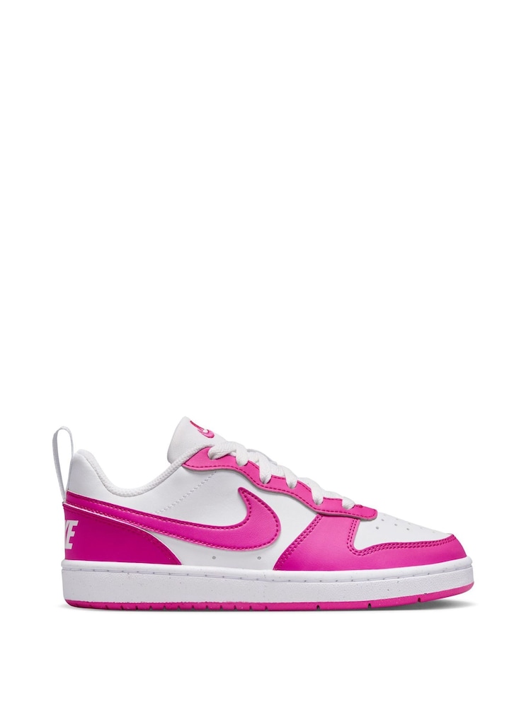 Nike White/Fuschia Pink Youth Court Borough Low Recraft Trainers - Image 1 of 11
