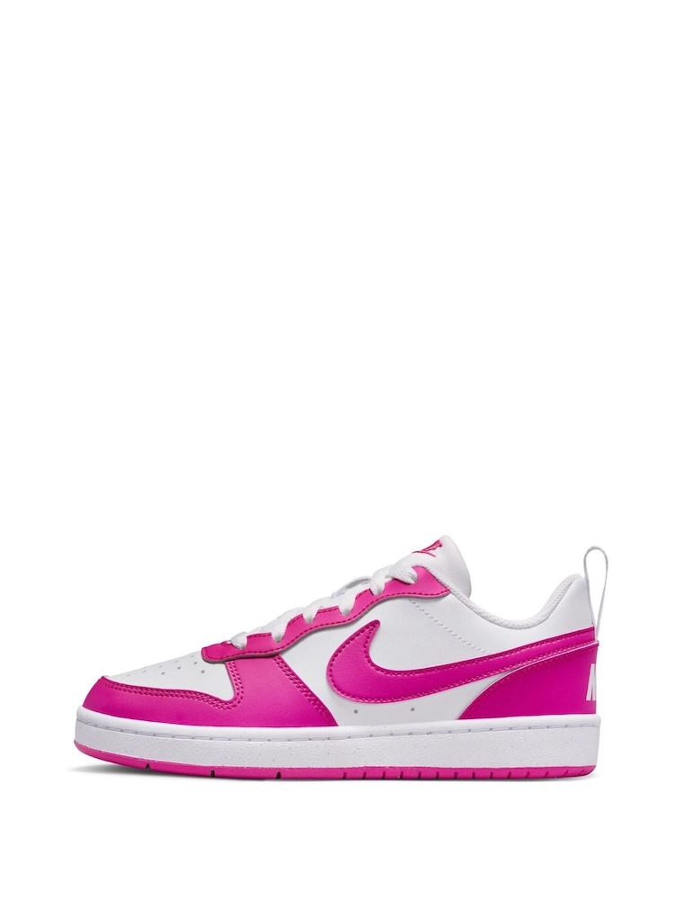 Nike White/Fuschia Pink Youth Court Borough Low Recraft Trainers - Image 2 of 11