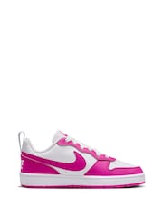 Nike White/Fuschia Pink Youth Court Borough Low Recraft Trainers - Image 3 of 11