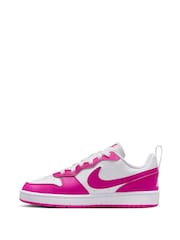 Nike White/Fuschia Pink Youth Court Borough Low Recraft Trainers - Image 4 of 11