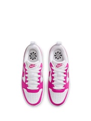Nike White/Fuschia Pink Youth Court Borough Low Recraft Trainers - Image 5 of 11