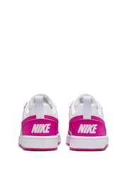 Nike White/Fuschia Pink Youth Court Borough Low Recraft Trainers - Image 7 of 11