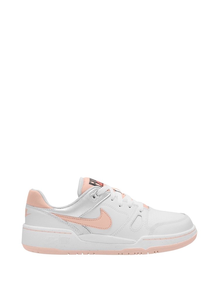 Nike White/Echo Pink Youth Full Force Low-Top Trainers - Image 1 of 4