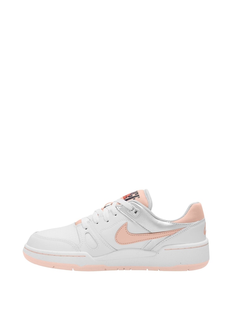 Nike White/Echo Pink Youth Full Force Low-Top Trainers - Image 2 of 4 Nike White/Echo Pink Youth Full Force Low-Top Trainers - Image 2 of 4