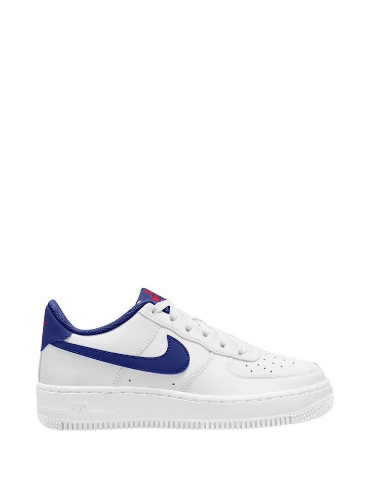 Nike White/Royal Blue Air Force 1 Youth Trainers - Image 1 of 4
