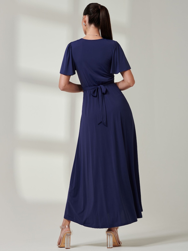 Jolie Moi Blue Angel Sleeve Super Smooth Jersey Maxi Dress - Image 2 of 6 Jolie Moi Blue Angel Sleeve Super Smooth Jersey Maxi Dress - Image 2 of 6