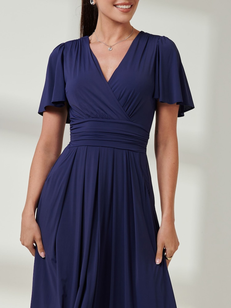 Jolie Moi Blue Angel Sleeve Super Smooth Jersey Maxi Dress - Image 3 of 6