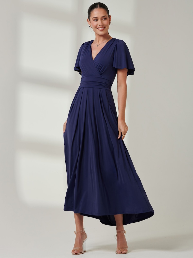 Jolie Moi Blue Angel Sleeve Super Smooth Jersey Maxi Dress - Image 4 of 6
