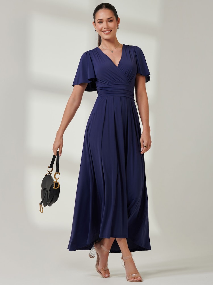 Jolie Moi Blue Angel Sleeve Super Smooth Jersey Maxi Dress - Image 6 of 6 Jolie Moi Blue Angel Sleeve Super Smooth Jersey Maxi Dress - Image 6 of 6