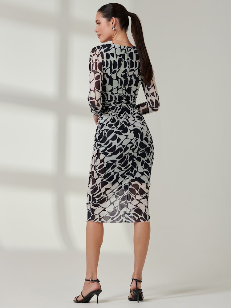 Jolie Moi Langærmet Mesh Bodycon Maxikjole - Image 2 of 6