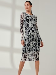 Jolie Moi Langærmet Mesh Bodycon Maxikjole - Image 5 of 6