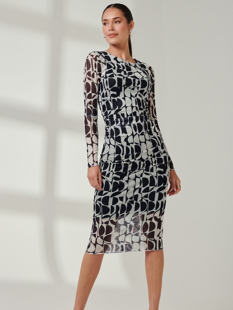 Jolie Moi Langærmet Mesh Bodycon Maxikjole - Image 5 of 6