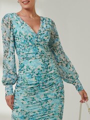 Jolie Moi Green Long Sleeve Soft Silky Jersey Maxi Dress - Image 3 of 6