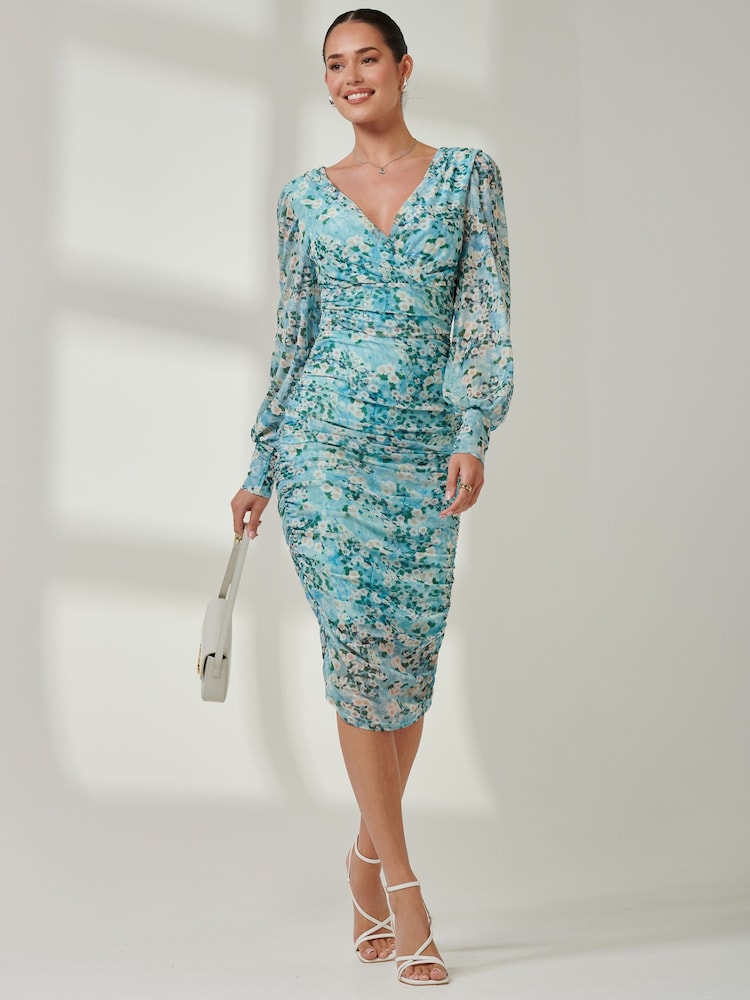 Jolie Moi Green Long Sleeve Soft Silky Jersey Maxi Dress - Image 6 of 6 Jolie Moi Green Long Sleeve Soft Silky Jersey Maxi Dress - Image 6 of 6