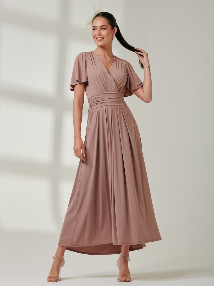 Jolie Moi Pink Angel Sleeve Super Smooth Jersey Maxi Dress - Image 1 of 6